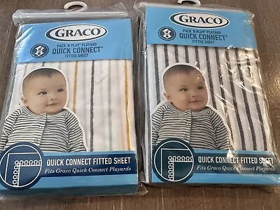 Graco Pack 'n Play Playard Quick Connect Fitted Sheet 2pk Stripes 27 X36  • $18.50