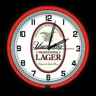 19  Yuengling Lager Beer Sign Red Double Neon Clock Americas Oldest Brewery • $169.99