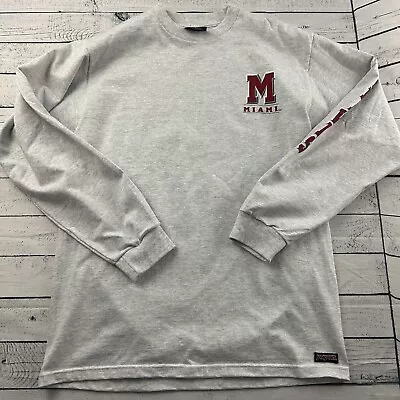 Vintage Jansport Miami Redhawks Long Sleeve T Shirt Men's Medium Gray • $20.69