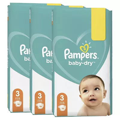$65 • Buy 3x 66pc Pampers Baby Dry Overnight 12hr Nappies Unisex Diapers Size 3 6-10kg
