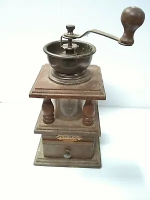 Vintage Mr. Dudley International Coffee Grinder Hand Crank Wood & Glass (W2-1) • $24.99