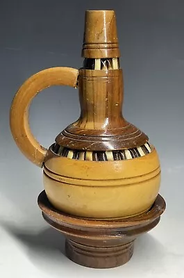 Vintage Eritrea Quill Wooden Coffee Pot Ethiopian Jug W/ Wood Stand Base • $69