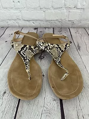 Zara Womens Sandals Snake Skin Studs Black White Brown Size 8 • $24.99