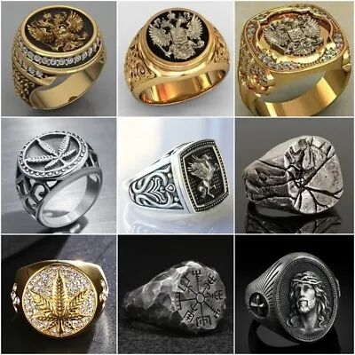 Men Fashion Viking Rings Punk Stainless Steel Ring Party Jewelry Gifts Size 6-13 • $3.18