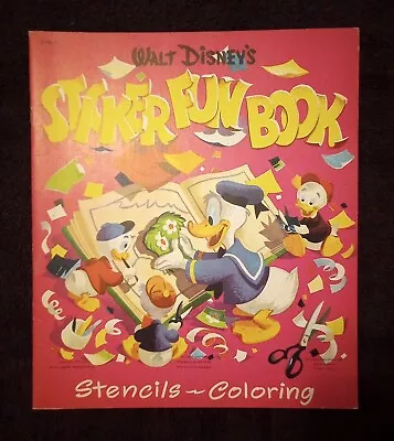 Vintage Walt Disney's Sticker Fun Book - Stencils & Coloring 1951 Donald Mickey • $50