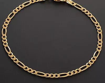 9ct Gold Ladies Figaro Bracelet - 7.5 Inch - 4mm Width - UK Hallmarked • £94.95