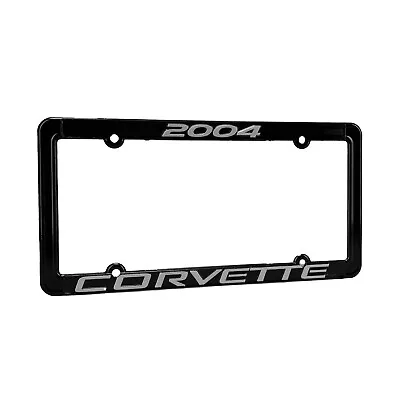 OEM GM Corvette 2004 C5 Black Metal License Plate Frame With Silver Letters Logo • $32.95