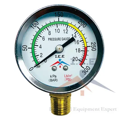 $7.49 • Buy Air Compressor Pressure / Hydraulic Gauge 2  Face Side Mount 1/4  NPT 0-300 PSI