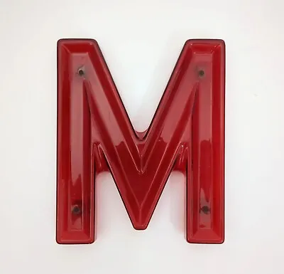Vintage Marquee Letter  M . Red Translucent Plastic. 10in Character Sign Display • £19