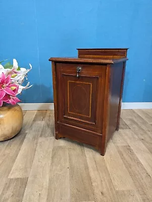 Antique Quality Mahogany Perdonium Bedside Cupboard Table Cabinet Coal Box • £85