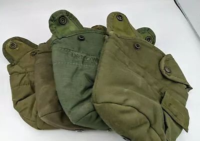 LOT Of 4 Military US Army 1 QT QUART CANTEEN COVERS OD NO CLIPS USED GOOD • $4.90