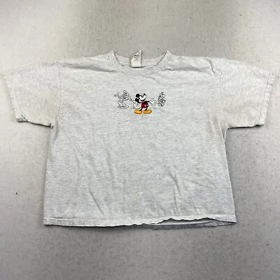 Vintage 90s Mickey Mouse Mickey & Co One Size Gray T-Shirt Embroidered Crop • $13.13