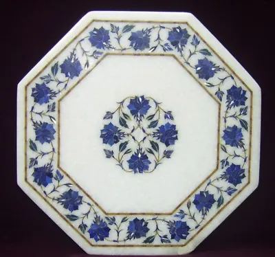 18  Marble Side Table Top Semi Precious Stones Lapis Inlaid Floral Art  • $407.51