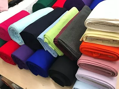 Plain Colour Rib Tubular 37cm Wide Ribbed CUFF CUFFING Cotton Jersey Fabric • £2.99