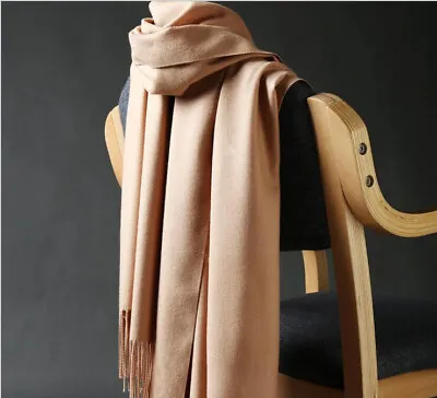 $11.99 • Buy Camel Oversized Blanket 100% Cashmere Scarf Shawl Wrap Solid Scotland Wool 