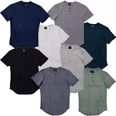 Cuts Clothing Men's Elongated Hem Henley Signature Fit 4-Way Stretch Tee T-Shirt • $27.99