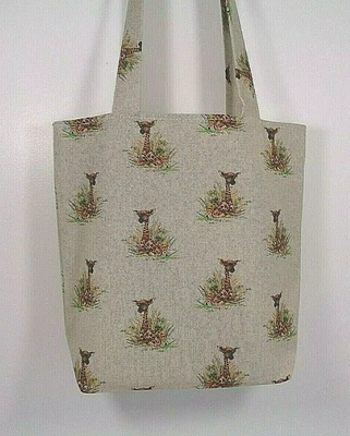 £7.99 • Buy Handmade Ladies Tote Shopping Bag Internal Pockets Baby Giraffes - Perfect Gift 