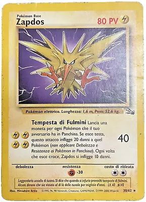 Pokémon TCG - Zapdos - 30/62 - Italian - Rare - Fossil Unlimited [Heavy Play] • $3.25