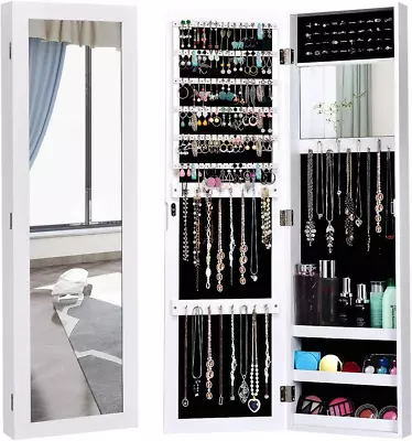 Jewelry Armoire Cabinet Wall Door Mounted With Full Length Mirror Jewelry Organ • $127.99