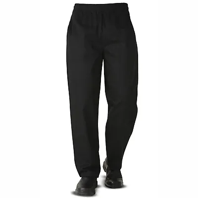 BLACK Chef Trouser Elasticated With Pull Cord Professional Chef Pant UK Workwear • £10.99