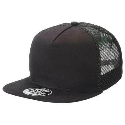 $10.89 • Buy Plain Adult Chino Snapback Trucker Cap Flat Peak 5 Panel Design | FETTY