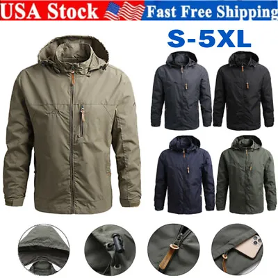 $30.88 • Buy Men Jacket Waterproof Windproof Hooded Coat Outdoor Fishing Windbreaker S-5XL US