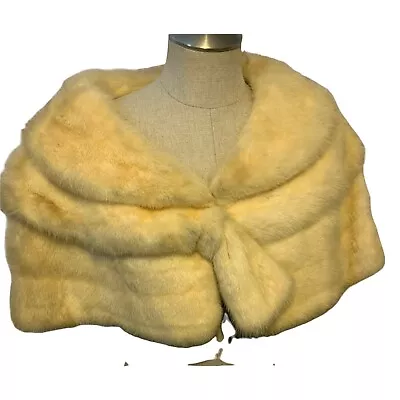 Mink Stole Blonde Wrap Shrug Collar Hook Eye Vintage • $206.05