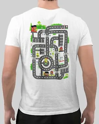 Play Cars On Dad’s Back Play Mat Car Race Men's T-shirt Father's Day Gift Top • £12.99