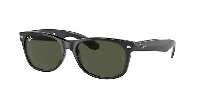 Ray-Ban New Wayfarer Classic Polished Black/Green 52mm Sunglasses & Case • $55