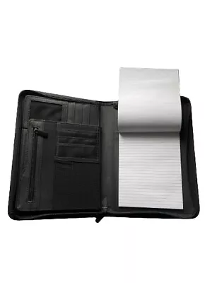 A5 Business Folder Black Portable Size Document Holder With Notepad And Zip • £12.99