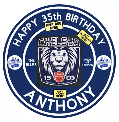 Personalise Chelsea Pride Of London Edible Icing Cake Topper - Age/name/occasion • £6.99