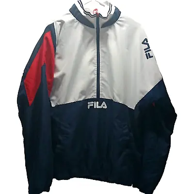 Fila Men’s Half Zip Pullover Lined Anorak Wind Jacket Red/White/Blue Size XL EUC • $34.97