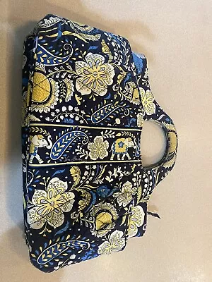 Vera Bradley Ellie Blue Satchel Bag Blue Yellow Elephants Paisley Floral • $18