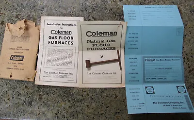 Vintage  Coleman Lantern Co. Gas Floor  Furnace  Paperwork & Tool • $17.99