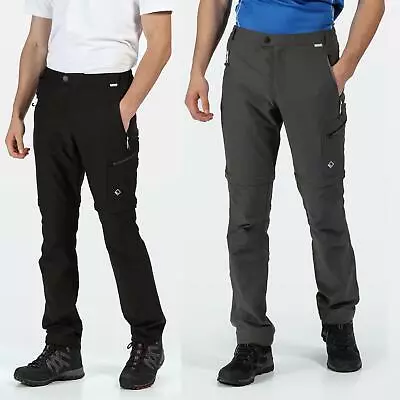 Regatta Mens Highton Zip Off Convertible Trousers Shorts Zip Pockets 30-44 Waist • £32.99