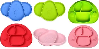 Baby Silicone Suction Plate Kids Feeding Bowl Toddlers Weaning BPA Free Non Slip • £6.49