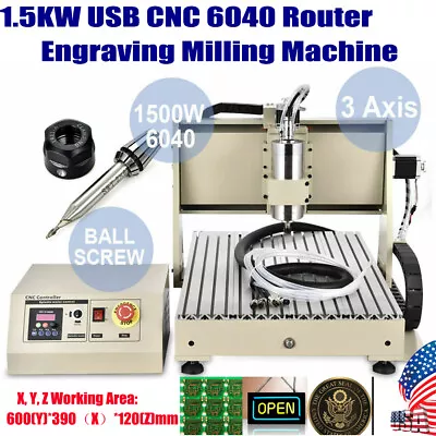 1500W CNC 6040 Router Engraver Engraving Machine Wood Milling Machine VFD USB  • $1006.05