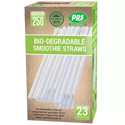  250 Biodegradable SPOON STRAWS Milkshake Smoothie Drinks Cocktail Slush Party • £11.50