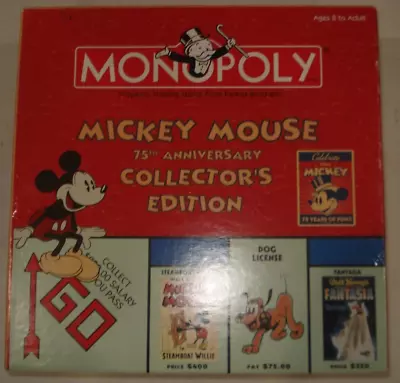 Monopoly Mickey Mouse 75th Anniversary Collectors Edition Board Game 2004 • $15