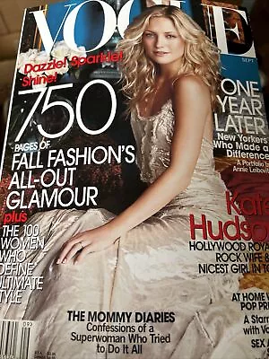 VOGUE Magazine September 2002 Kate Hudson Cover Vintage Fall Fashion Issue • $39.99