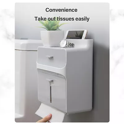 $29.99 • Buy Bathroom Paper Holder Waterproof Wall Mounted Roll Paper Tissue Box Shelf Toilet