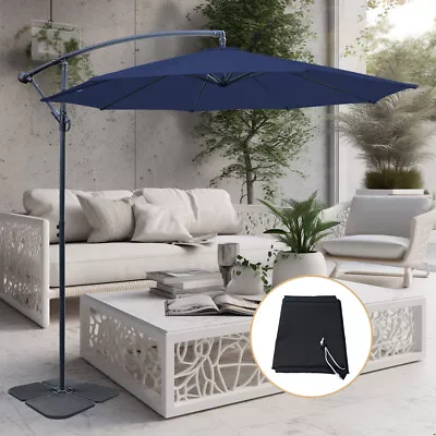 3m Banana Parasol Cantilever Garden Hanging Patio Umbrella W/ Base Weights Cover • £128.95