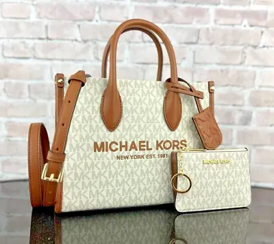 Michael Kors Mirella Small Mk Shopper Satchel Crossbody Shoulder Bag Wallet Set • $139