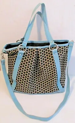 Mia Bossi Light Blue & Beige Polka Dot Lyndsey Style Diaper Bag Zip Out Liner • $62.39