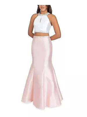 B DARLIN Womens Zippered  Sleeveless Halter Full-Length Prom Mermaid Dress • $11.99