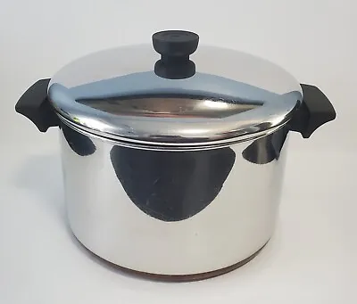 Revere Ware Copper Bottom 6 Qt Stock Pot W/ Lid Clinton Illinois USA • $29.99