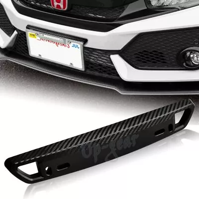 Universal Black Carbon Look Bumper Front License Plate Holder Relocate Bracket • $8.50