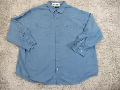 Synrgy Shirt Mens XXL Blue Untucked Lightweight Flap Pocket Roll Up Sleeve • $14.99