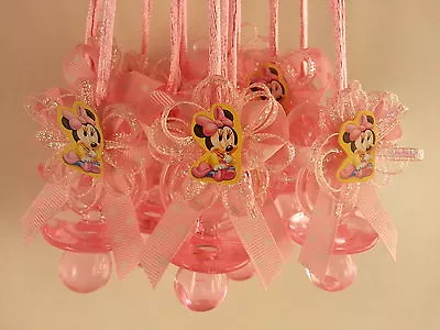 12 Minnie Mouse Pink Pacifier Necklaces Baby Shower Game Favors Prize Girl Decor • $17.99