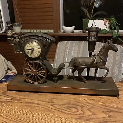 Vintage United Metal Goods Horse & Carriage Clock & Lamp In Working Order • $95.10